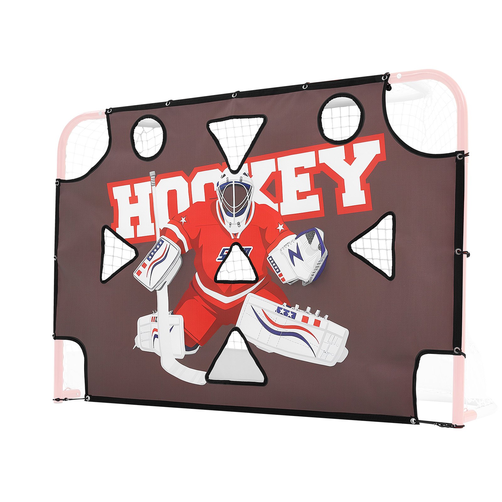 VEVOR Diana de Práctica para Portería de Hockey Callejero con 11 Agujeros, Portátil, 182,9 x 121,9 cm, Resistente a Desgarros, Colocación Fácil, Rebote Potente, Para Practicar la Precisión de Tiro