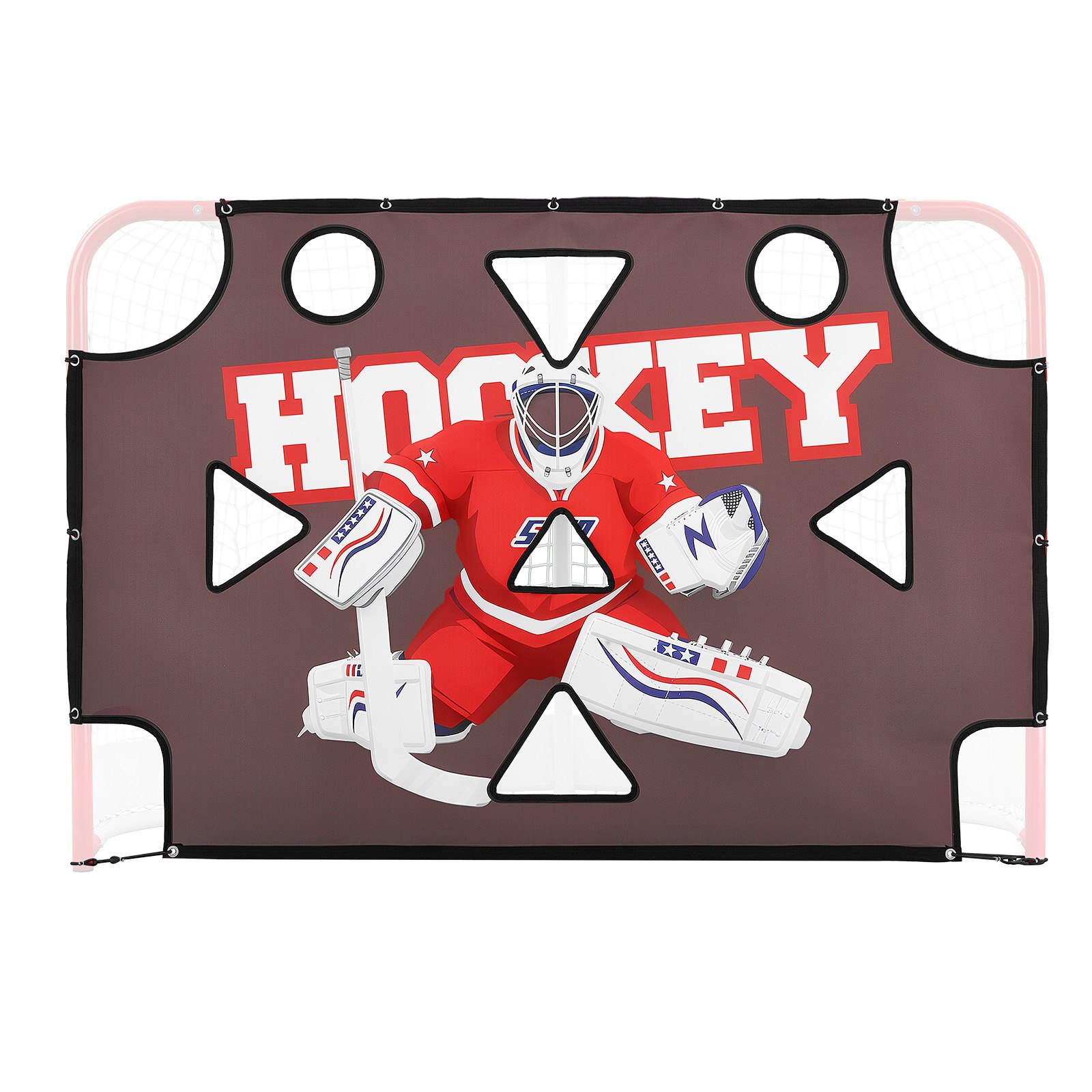 VEVOR Diana de Práctica para Portería de Hockey Callejero con 11 Agujeros, Portátil, 182,9 x 121,9 cm, Resistente a Desgarros, Colocación Fácil, Rebote Potente, Para Practicar la Precisión de Tiro