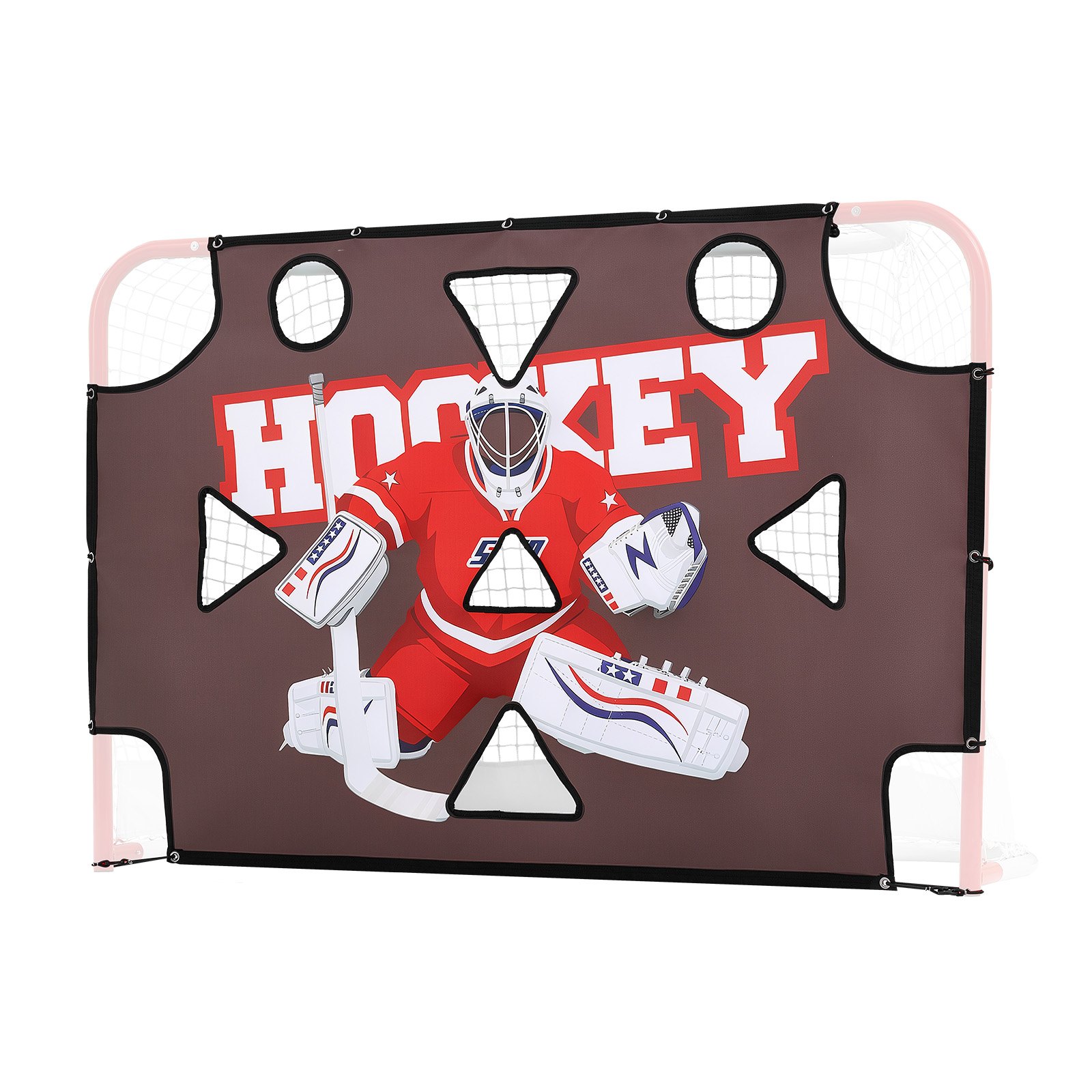 VEVOR Diana de Práctica para Portería de Hockey Callejero con 11 Agujeros, Portátil, 182,9 x 121,9 cm, Resistente a Desgarros, Colocación Fácil, Rebote Potente, Para Practicar la Precisión de Tiro