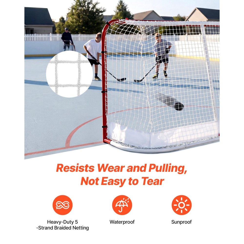 VEVOR Portería de Hockey Callejero con Red de Hockey 183 x 122 x 67 cm, Portátil y Ligera, Marco Reforzado con Tubo 1,1 mm, para Entrenamiento y Partidos Diarios, Duradera para Patio Trasero, Parque