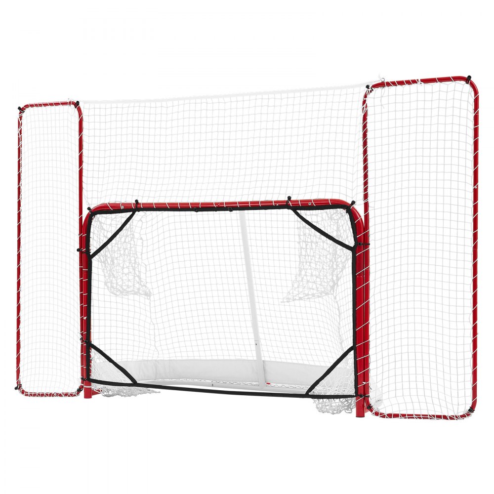 VEVOR Juego de Portería de Hockey Callejero Red de Protección y Objetivos, 307 x 183 cm, Portátil y Ligera, Marco Reforzado, Para Entrenamiento y Partidos Diarios, Duradera para Interior y Exterior