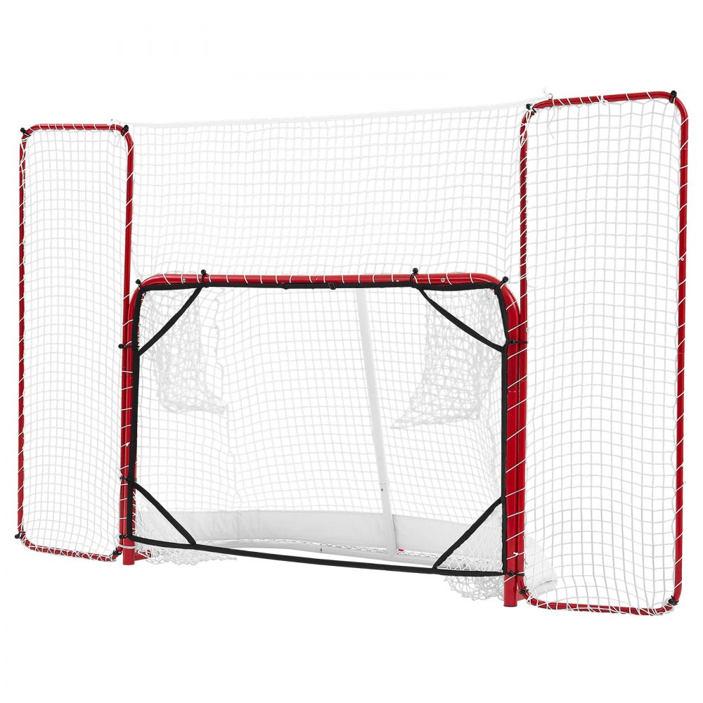 VEVOR Juego de Portería de Hockey Callejero Red de Protección y Objetivos, 307 x 183 cm, Portátil y Ligera, Marco Reforzado, Para Entrenamiento y Partidos Diarios, Duradera para Interior y Exterior