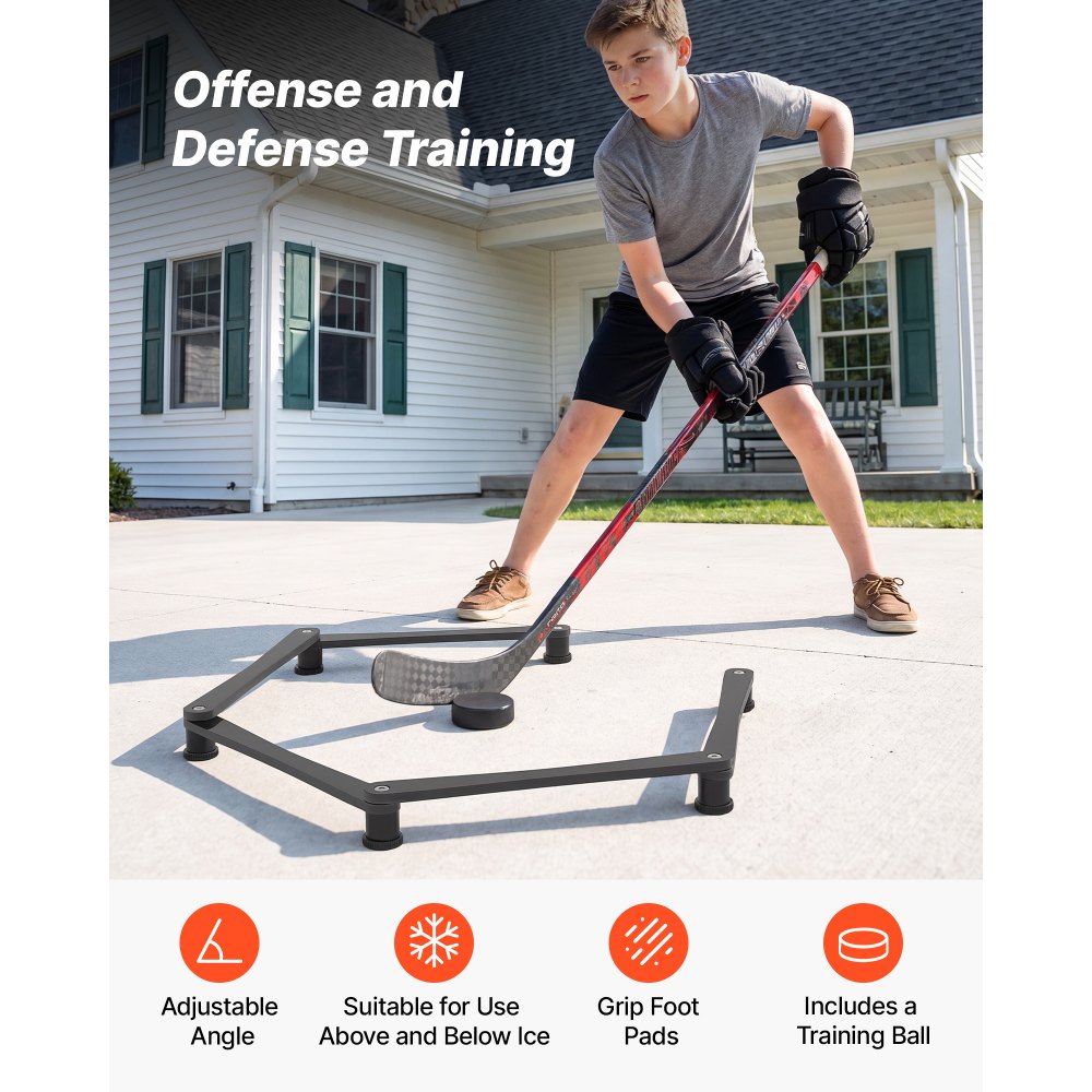 VEVOR Entrenador de Manejo de Palos de Hockey de 5 Secciones Portátil, Cada Sección de 381 mm, Para Dentro y Fuera del Hielo, Para Mejorar el Control del Disco y la Coordinación Mano-ojo, Negro