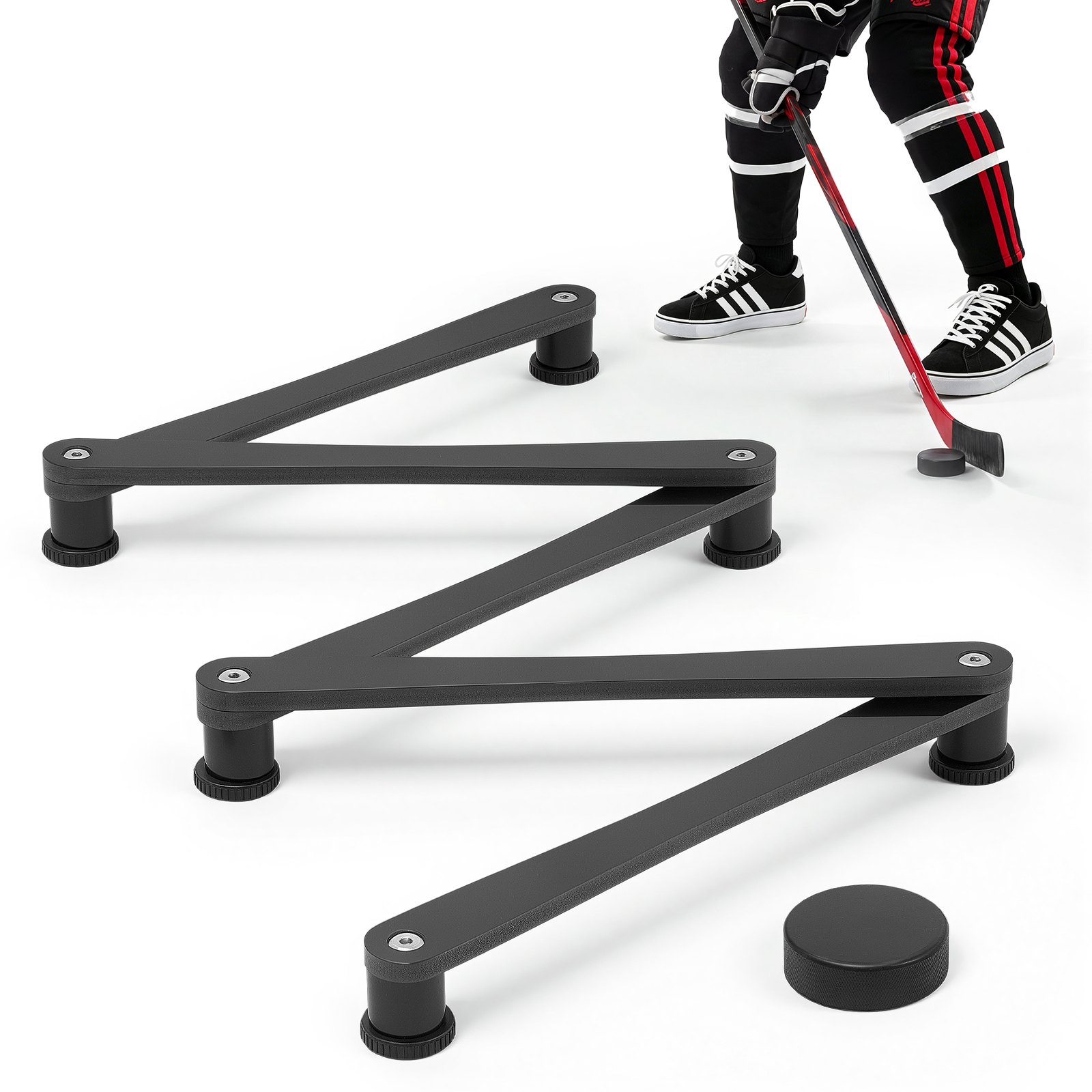 VEVOR Entrenador de Manejo de Palos de Hockey de 5 Secciones Portátil, Cada Sección de 381 mm, Para Dentro y Fuera del Hielo, Para Mejorar el Control del Disco y la Coordinación Mano-ojo, Negro