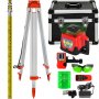 VEVOR Nivel de láser verde rotatorio auto-Nivelante 500m Kit de trípode y bastón para Niveles Automáticos 5m Trípode de nivel plegable para Niveles Automáticos