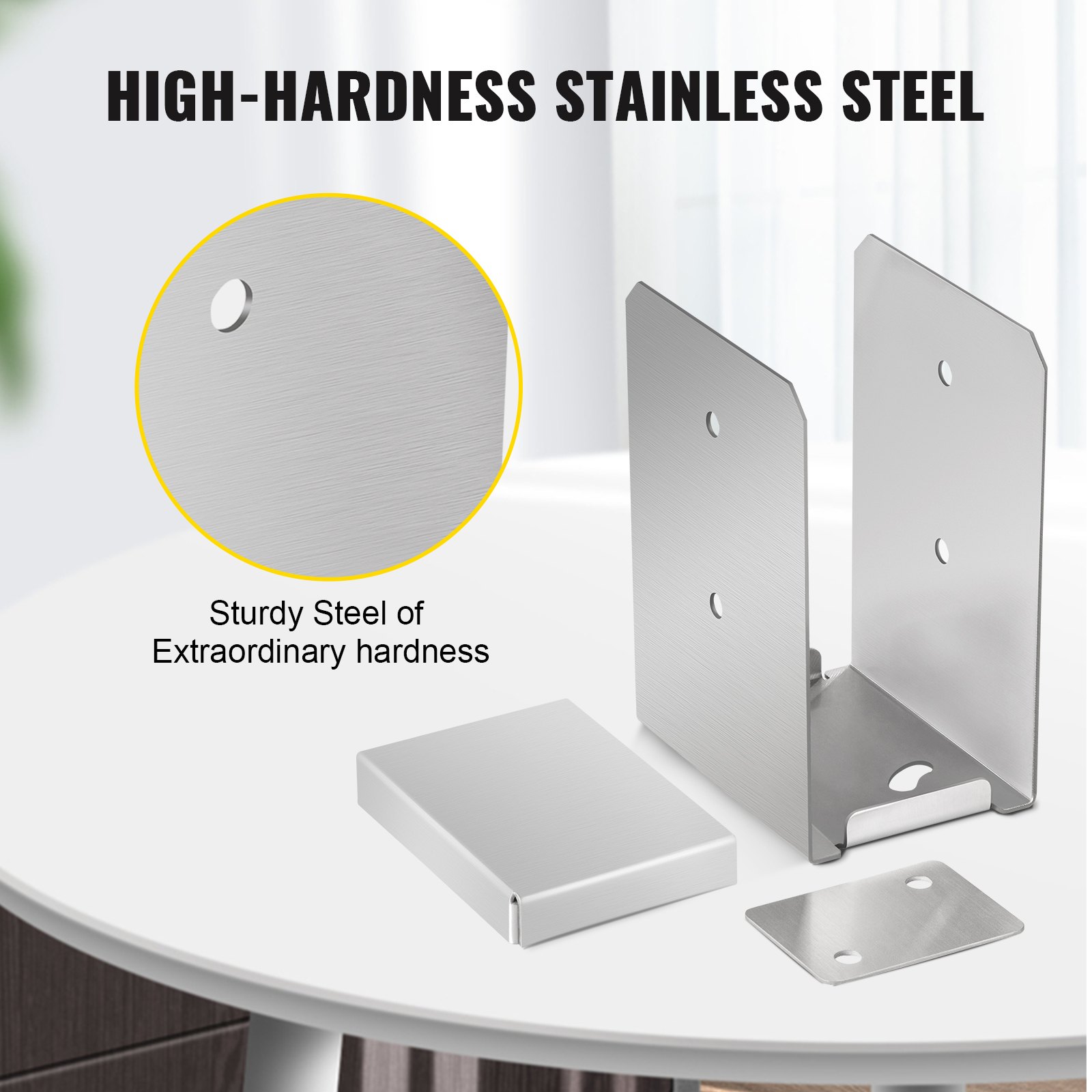 Vevor 3 X Base Para Postes Cuadrados 9,5x8x14,5 Cm Soporte Sujeta Postes Plata