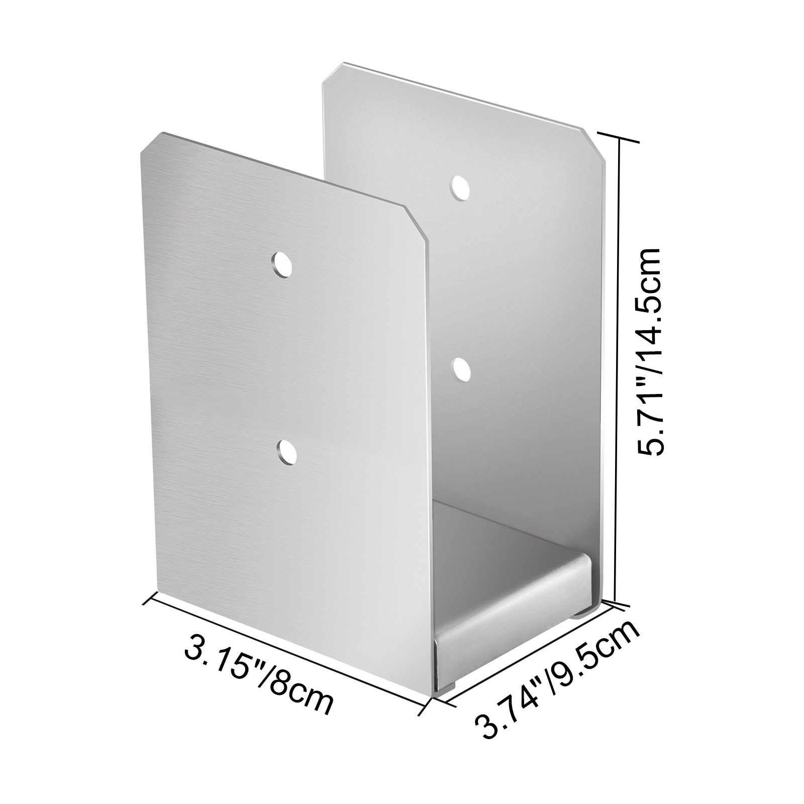 Vevor 3 X Base Para Postes Cuadrados 9,5x8x14,5 Cm Soporte Sujeta Postes Plata