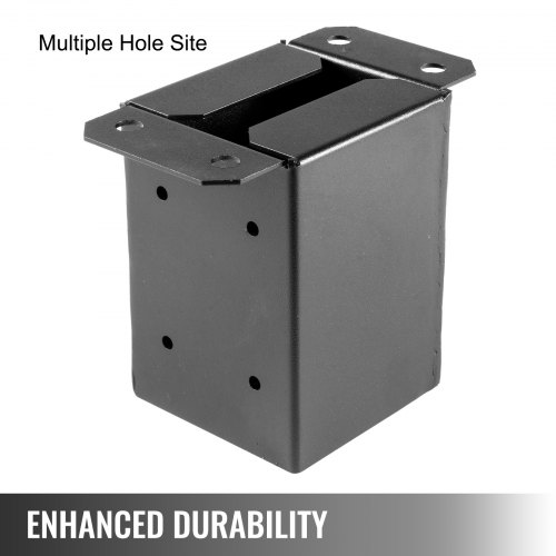 VEVOR Base para Postes Cuadrados 16,4 x 9,6 x 14 cm, Anclaje Poste con Diámetro Interno 9,1 x 9,1 cm, Soporte para Postes de Madera Cuadrada, Anclajes Madera, Poste Galvanizado 10 Piezas Color Negro