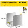 Base de poste ajustable VEVOR 8x8, calibre 13, dimensiones y especificaciones del producto detalladas.