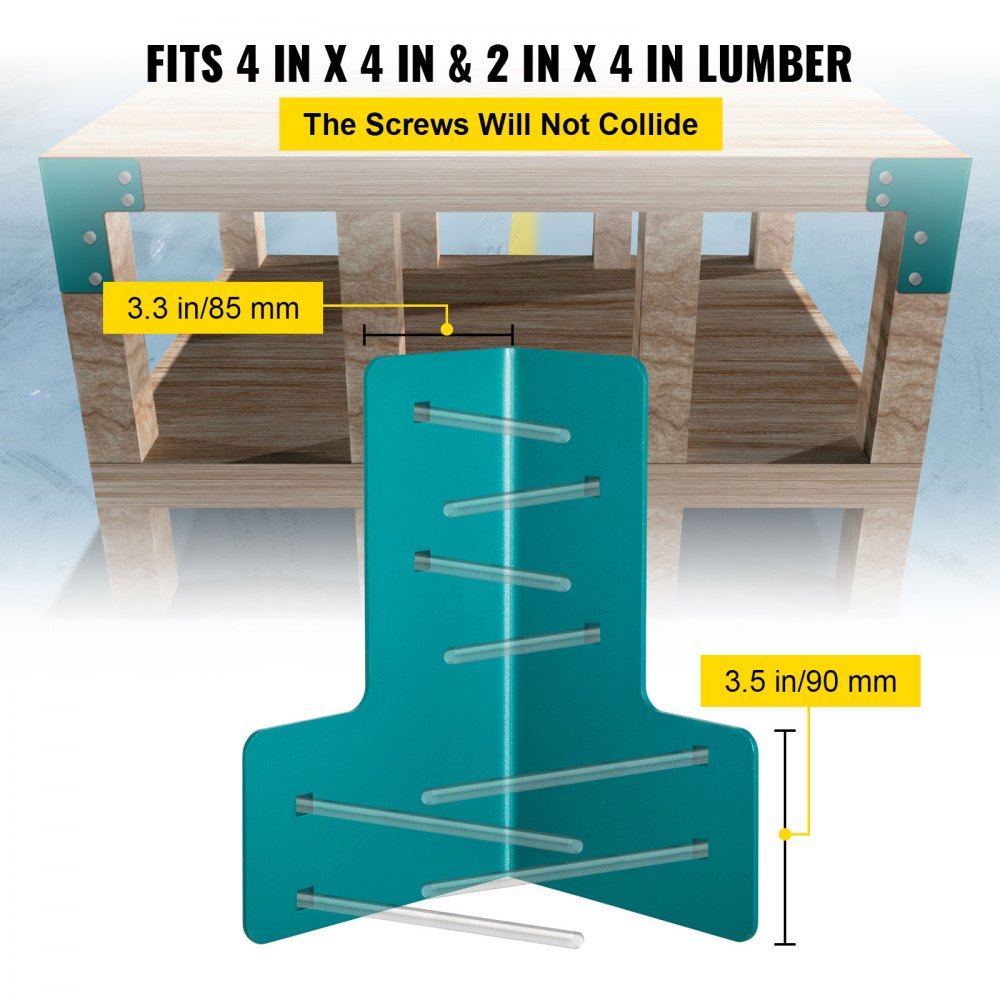 VEVOR Soportes de Esquina 8 Piezas Kit de Soporte para Mesa de Taller de Acero Grosor de 4 mm Soportes en Ángulo Recto con Kit de Hardware Accesorio de Borde de Escritorio Común Bricolaje Familiar