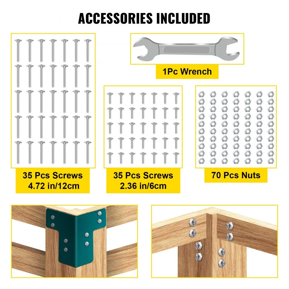 VEVOR Soportes de Esquina 8 Piezas Kit de Soporte para Mesa de Taller de Acero Grosor de 4 mm Soportes en Ángulo Recto con Kit de Hardware Accesorio de Borde de Escritorio Común Bricolaje Familiar