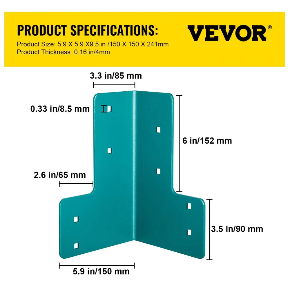 VEVOR Soportes de Esquina 8 Piezas Kit de Soporte para Mesa de Taller de Acero Grosor de 4 mm Soportes en Ángulo Recto con Kit de Hardware Accesorio de Borde de Escritorio Común Bricolaje Familiar