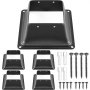 Base de poste de cubierta VEVOR con tornillos, anclajes y soportes de metal negro resistentes.