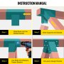 Manual de instrucciones que muestra los pasos para ensamblar el soporte del columpio VEVOR.