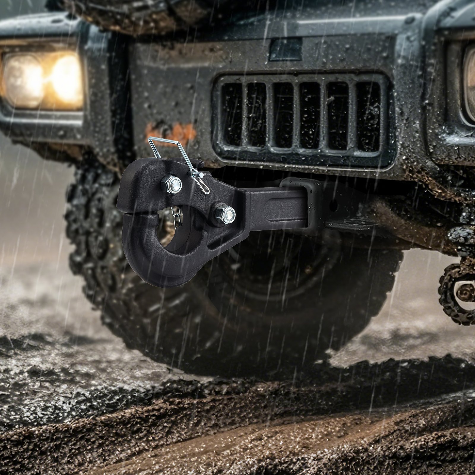 VEVOR Gancho de Enganche de Pivote 37 x 8 x 15 cm, Capacidad de Remolque de 9070 kg, Compatible con Receptores de Conexión de 2", se adapta a Anillos de Luneta de 2,5"-3", para Varios Remolques, Negro