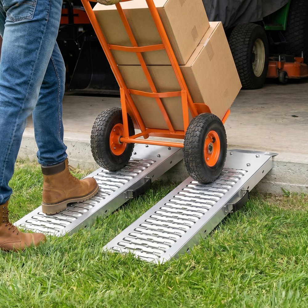 VEVOR Rampas de Carga de Acero para Remolques 2 Piezas, Rampas para Tractor 985 x 225 x 65 mm, Superficie Antideslizante, Capacidad Combinada de 544 kg, para Motocicletas, Cortadoras de Césped