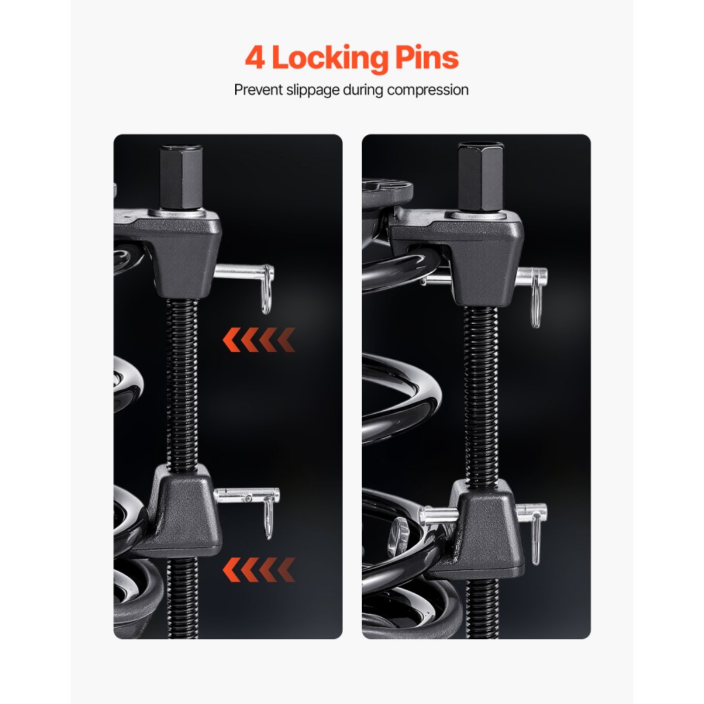 VEVOR Compresor de Resorte de Puntal 2 Piezas Herramienta Compresora de Resortes Helicoidales con Rango de 256 mm Compatible con Llaves Hexagonales de 22 mm para Autos, Camiones, Motocicletas, negro