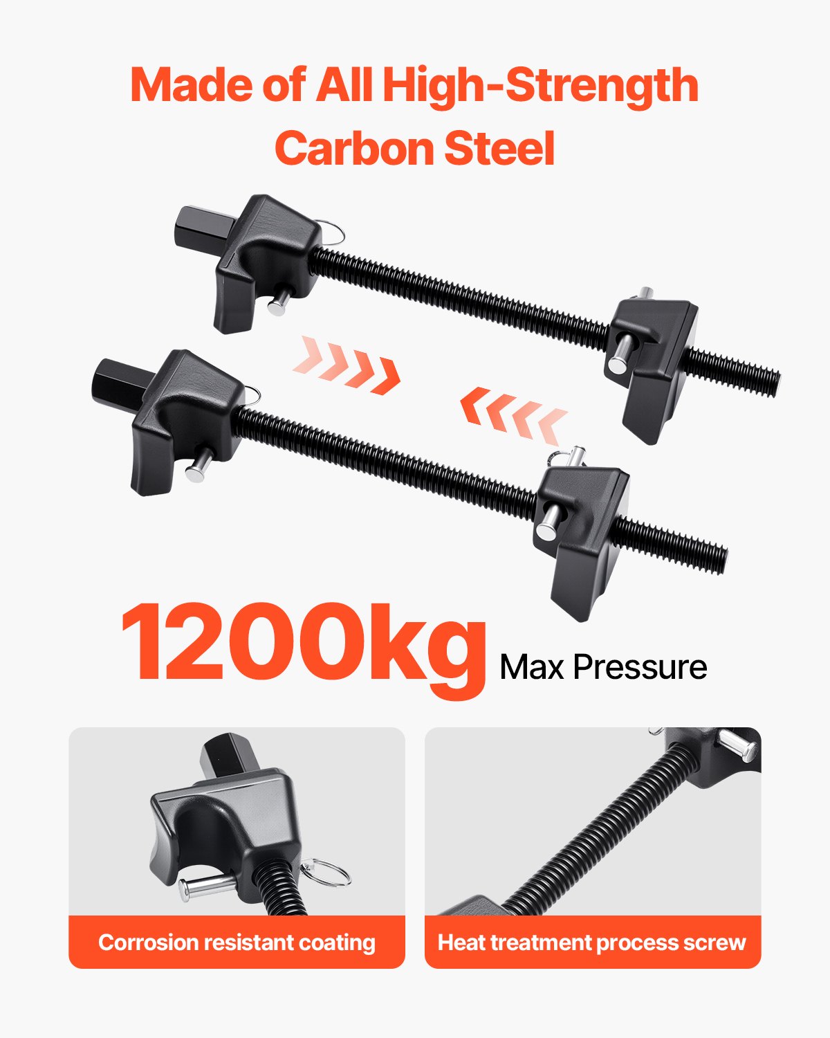 VEVOR Compresor de Resorte de Puntal 2 Piezas Herramienta Compresora de Resortes Helicoidales con Rango de 256 mm Compatible con Llaves Hexagonales de 22 mm para Autos, Camiones, Motocicletas, negro