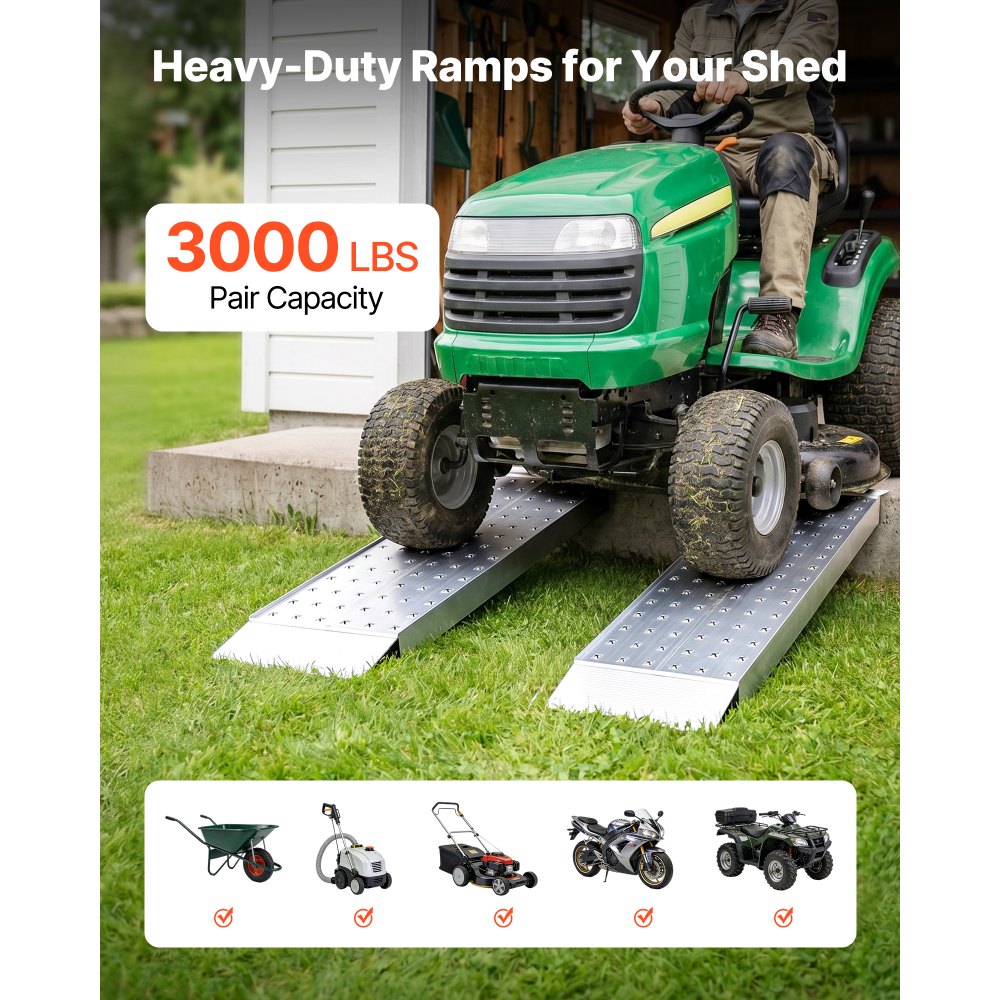 VEVOR Rampas de Carga de Aluminio para Remolques 2 Piezas, Rampas para Tractor 999 x 304 x 55 mm, Superficie Antideslizante, Capacidad Combinada de 1360 kg, para Motocicletas, Cortadoras de Césped