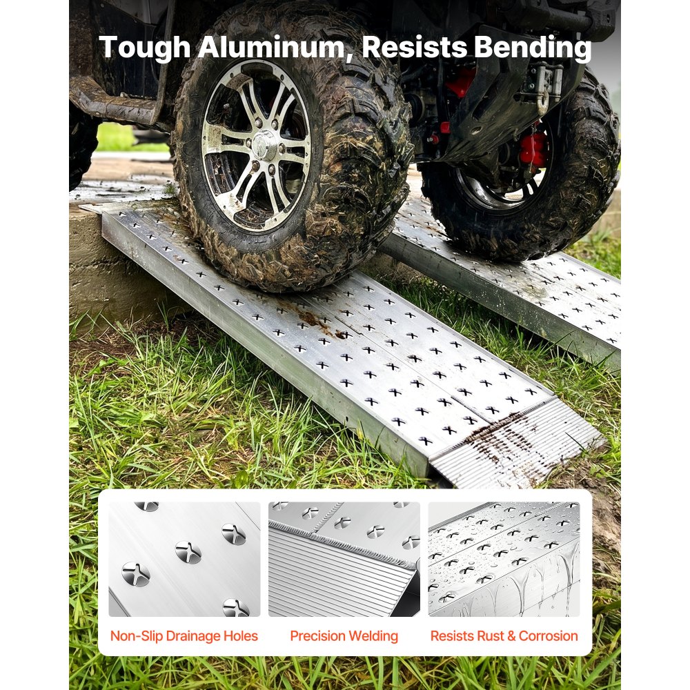 VEVOR Rampas de Carga de Aluminio para Remolques 2 Piezas, Rampas para Tractor 999 x 304 x 55 mm, Superficie Antideslizante, Capacidad Combinada de 1360 kg, para Motocicletas, Cortadoras de Césped