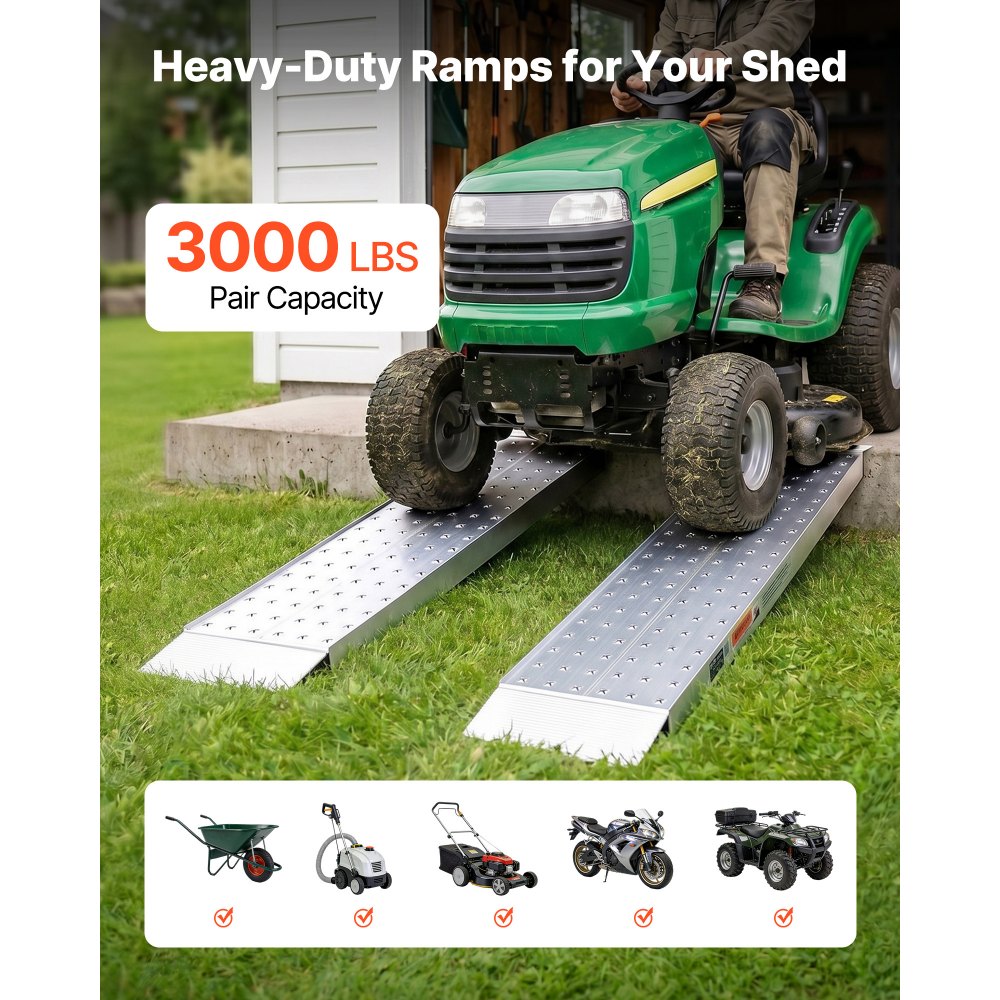 VEVOR Rampas de Carga de Aluminio para Remolques 2 Piezas, Rampas para Tractor 1396 x 304 x 55 mm, Superficie Antideslizante, Capacidad Combinada de 1360 kg, para Motocicletas, Cortadoras de Césped