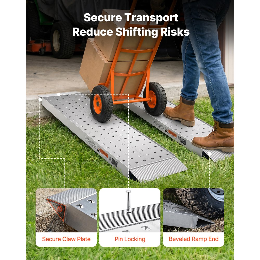VEVOR Rampas de Carga de Aluminio para Remolques 2 Piezas, Rampas para Tractor 1396 x 304 x 55 mm, Superficie Antideslizante, Capacidad Combinada de 1360 kg, para Motocicletas, Cortadoras de Césped