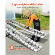 VEVOR Rampas de Carga de Aluminio 2 Piezas 240 x 38 cm con Placas Antideslizantes Capacidad de Carga de 2721,6 kg para Carros, Tractores Agrícolas, Vehículos Todoterreno, Cortacéspedes, Motocicletas