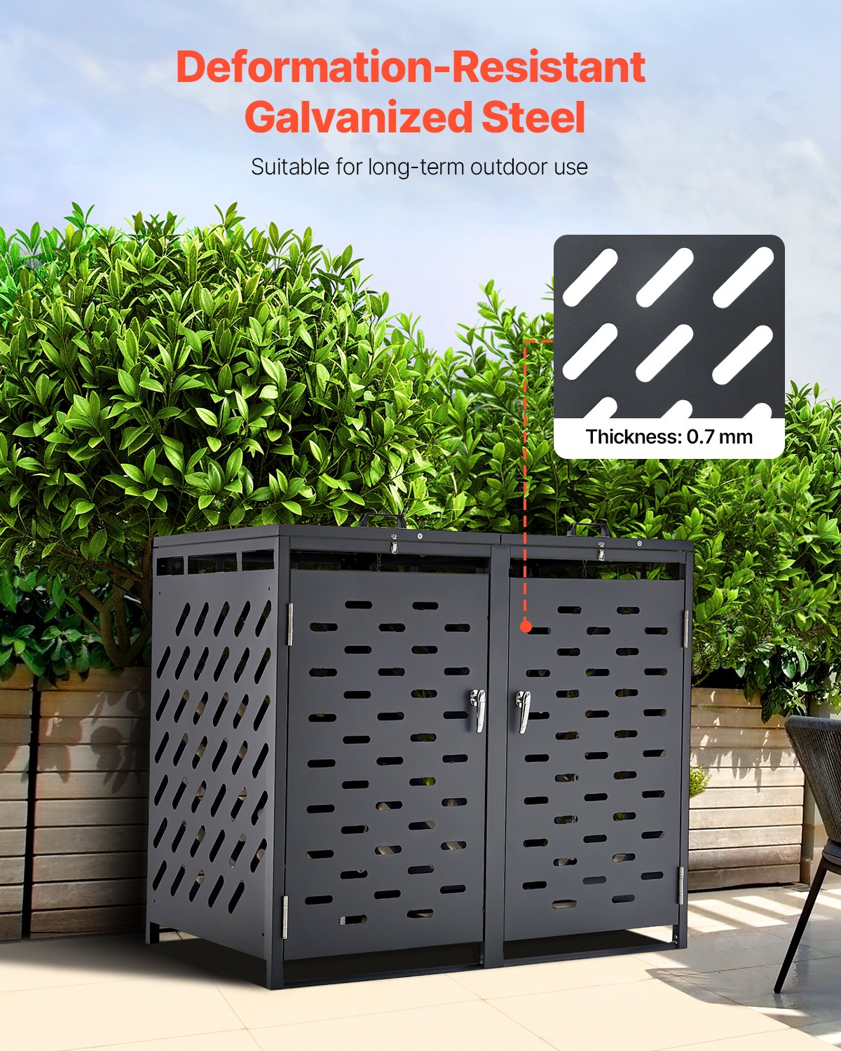 VEVOR Bin Storage Unit, 2 x 240 L Bin Shed, Bin Container, Bin Enclosure, Lockable Bin Storage Shed, for Bins, Garden, Backyard and Terrace