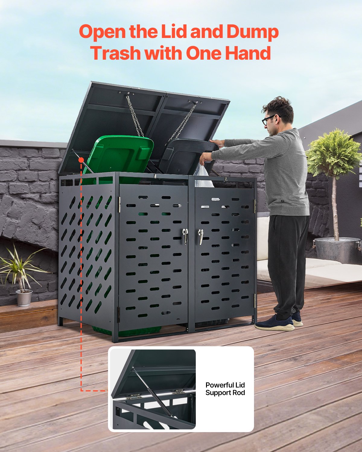 VEVOR Bin Storage Unit, 2 x 240 L Bin Shed, Bin Container, Bin Enclosure, Lockable Bin Storage Shed, for Bins, Garden, Backyard and Terrace