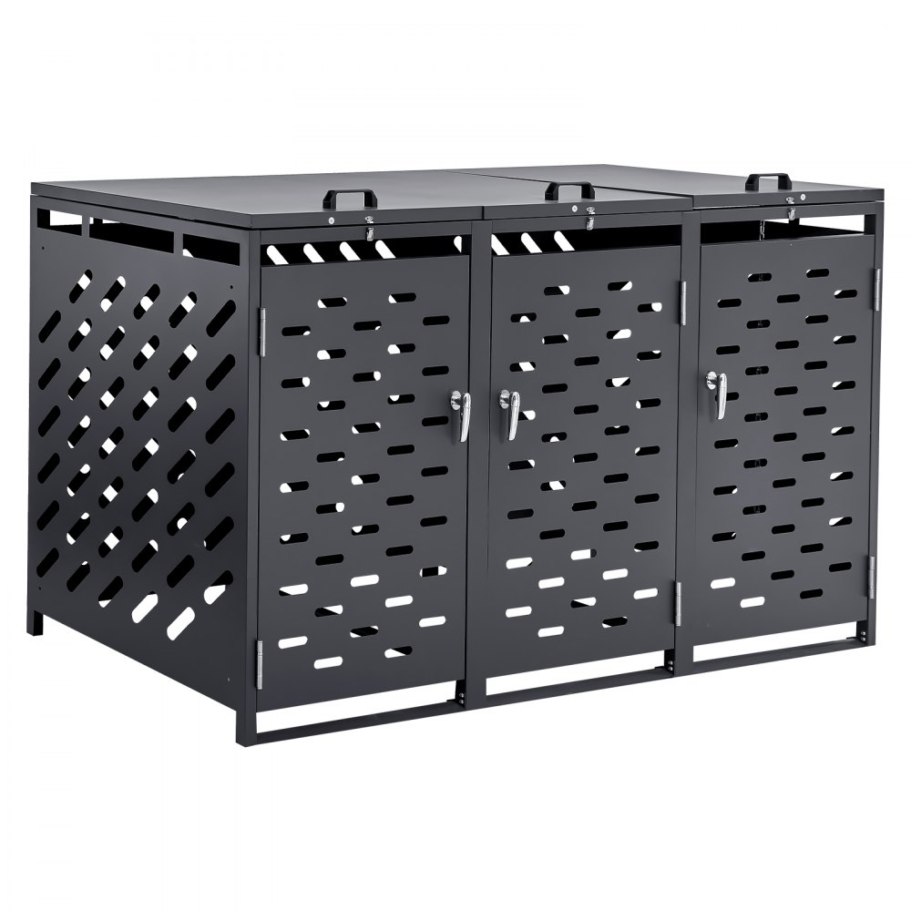 VEVOR Bin Storage Unit, 3 x 240L Bin Shed, Bin Enclosure, Lockable Bin Storage Shed, for Bins, Garden, Backyard and Terrace
