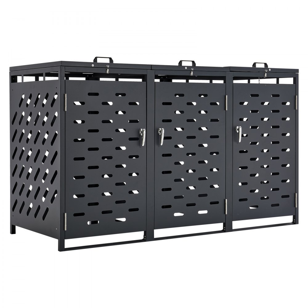 VEVOR Bin Storage Unit, 3 x 240L Bin Shed, Bin Enclosure, Lockable Bin Storage Shed, for Bins, Garden, Backyard and Terrace