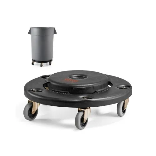 VEVOR Carrito de Bote de Basura,  Base Redonda con Ruedas para Basura con 4 Ruedas Bloqueables, Capacidad de Peso de 227 kg, Carro para Barril Resistente, Carrito Rodante Multifuncional, Negro
