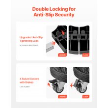 VEVOR Carrito de Bote de Basura con 4 Ruedas, Ajustable de 380-580 mm, Negro
