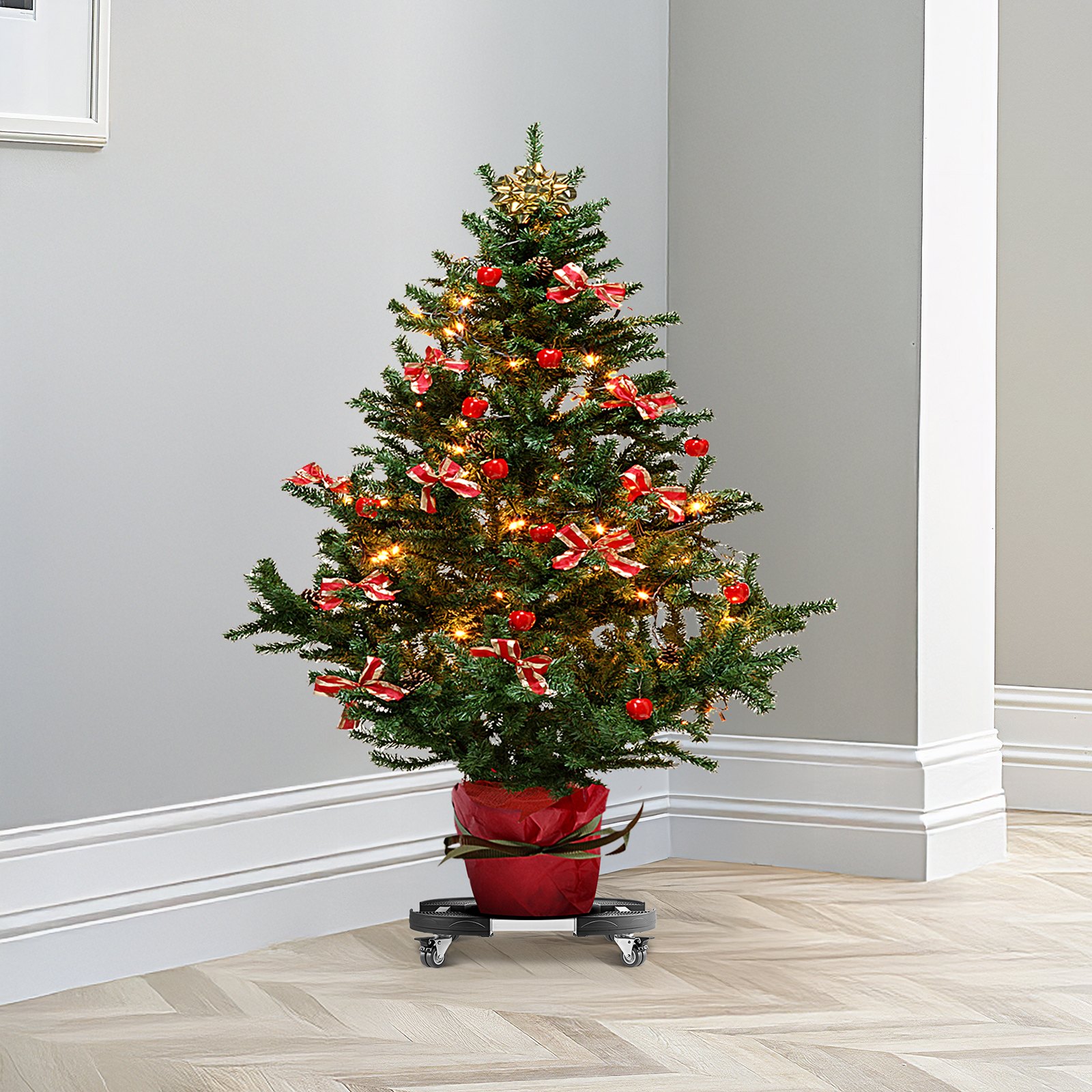 VEVOR am trolley with 4 lockable wheels, load capacity 181.4 kg, round transport trolley, 380-580 mm adjustable barrel trolley, plant trolley, multifunctional rolling trolley, black