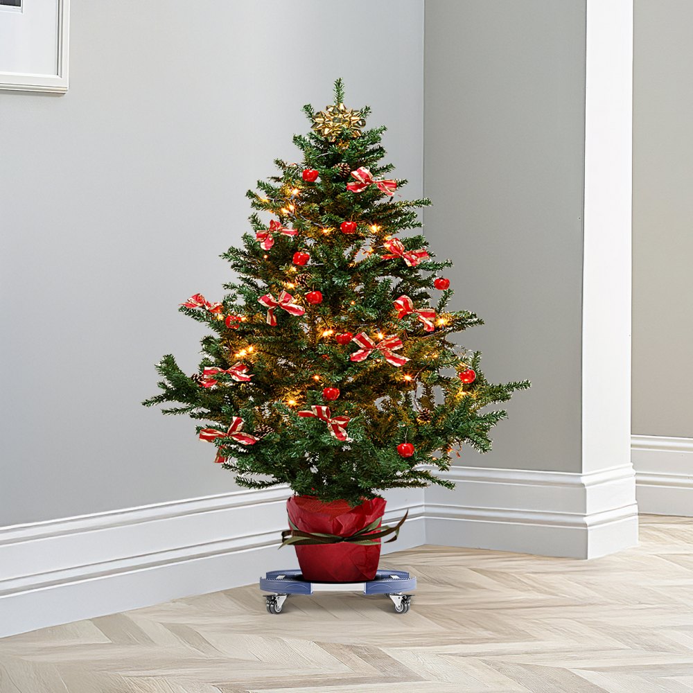 VEVOR Carrito de Bote de Basura, Carrito con Ruedas Multifuncional con 4 Ruedas Bloqueables, Carga de 181,4 kg, Base Redonda con Ruedas para Bote de Basura, Ajustable de 380 mm - 580 mm, Azul