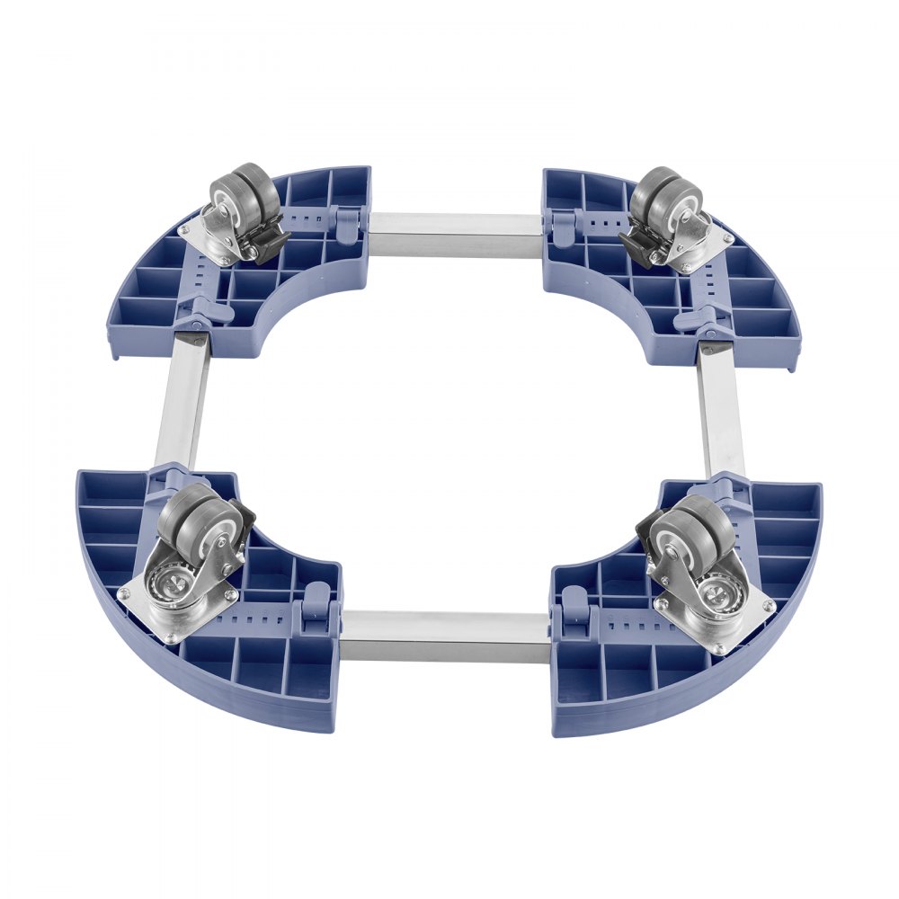 VEVOR Carrito de Bote de Basura, Carrito con Ruedas Multifuncional con 4 Ruedas Bloqueables, Carga de 181,4 kg, Base Redonda con Ruedas para Bote de Basura, Ajustable de 380 mm - 580 mm, Azul