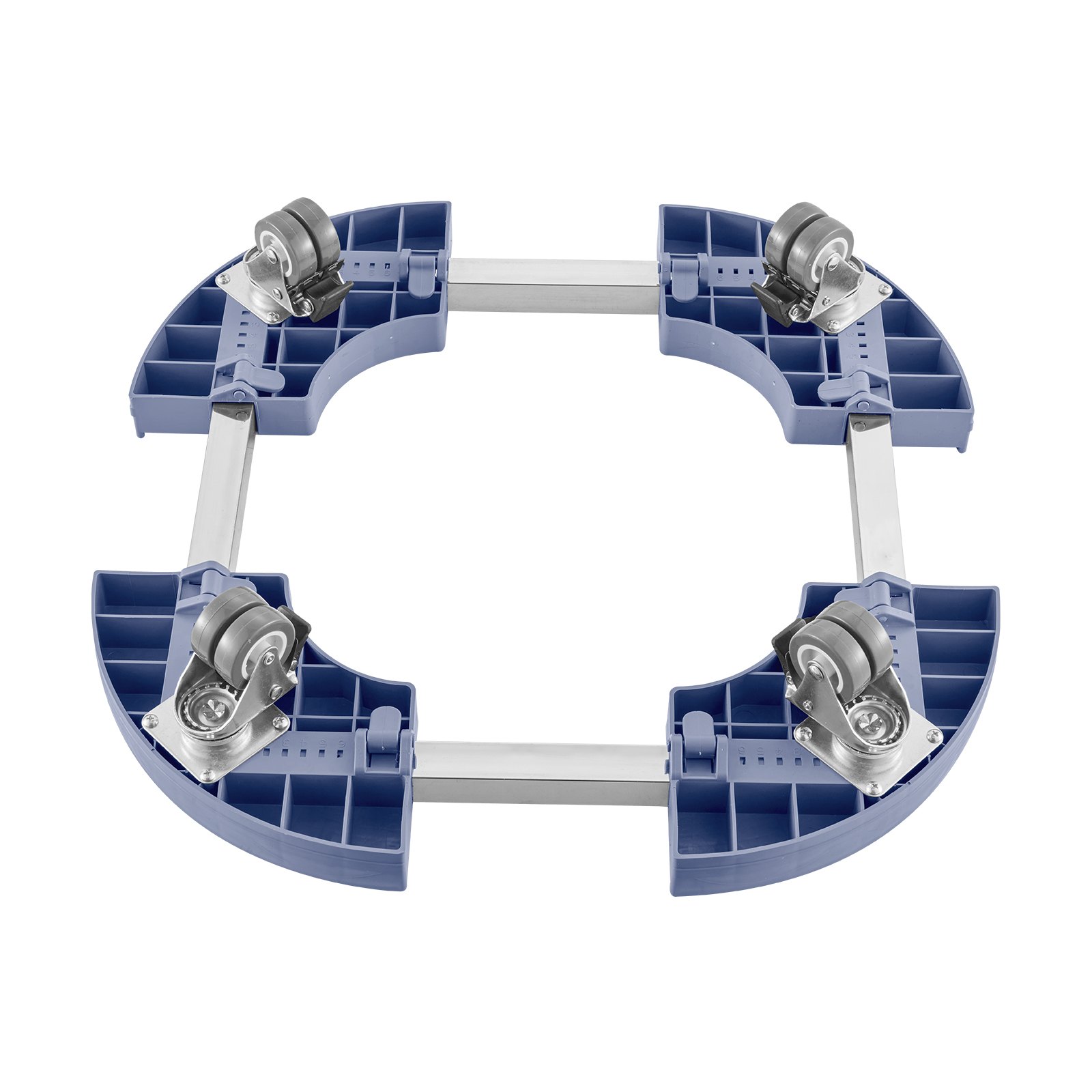 VEVOR Carrito de Bote de Basura, Carrito con Ruedas Multifuncional con 4 Ruedas Bloqueables, Carga de 181,4 kg, Base Redonda con Ruedas para Bote de Basura, Ajustable de 380 mm - 580 mm, Azul