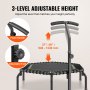 VEVOR Mini Trampolín de Ejercicio para Interiores con Asa 1385 x 1240 mm Negro