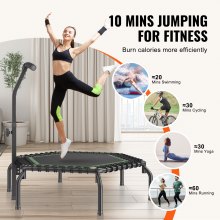 VEVOR Mini Trampolín de Ejercicio para Interiores con Asa 1385 x 1240 mm Negro