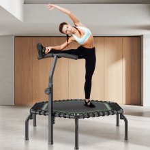 VEVOR Mini Trampolín de Ejercicio para Interiores con Asa 1385 x 1240 mm Negro