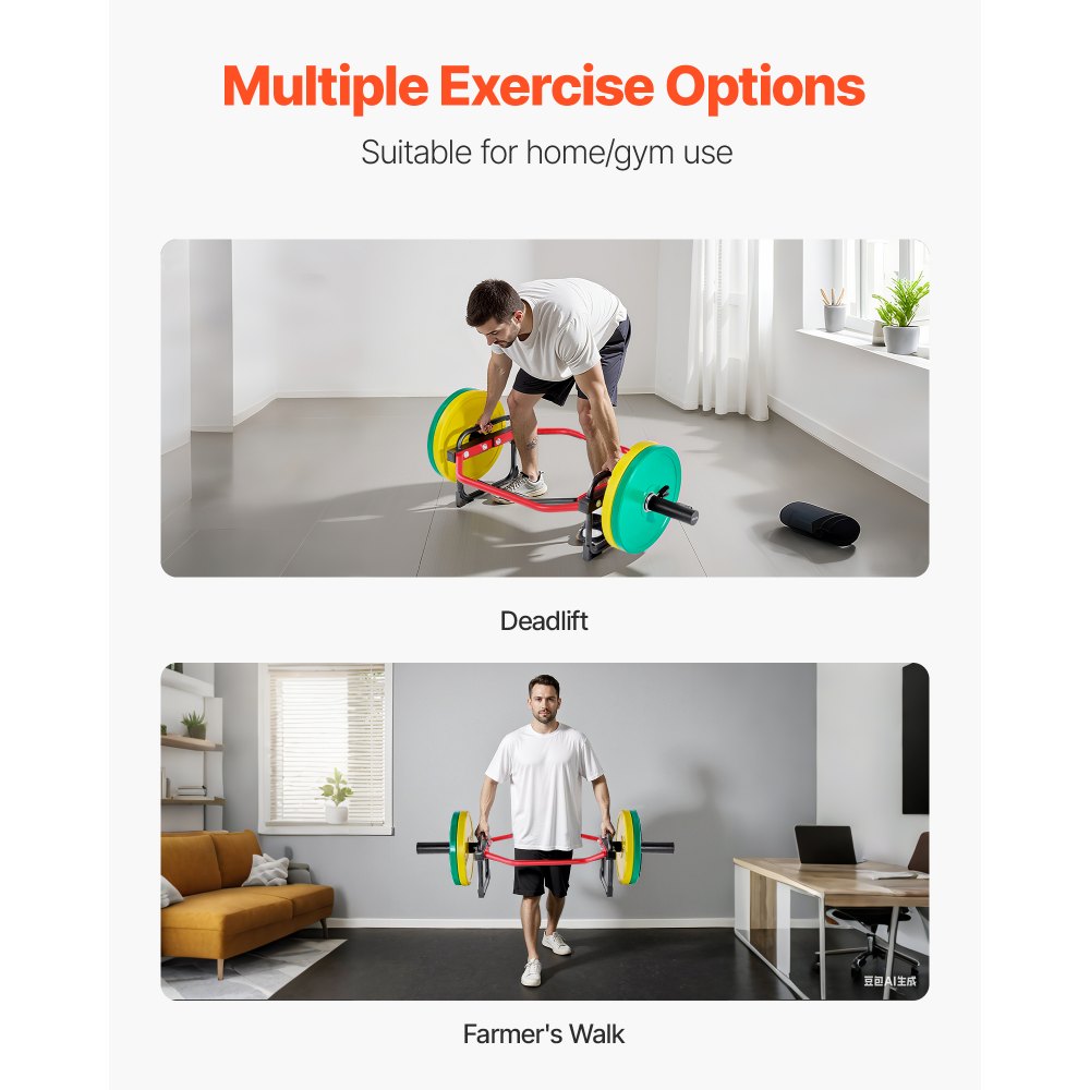 VEVOR Barra Hexagonal, Carga Máxima de 240 kg, Barras para Encogimientos de Hombros, Equipo de Levantamiento de Pesas y Entrenamiento de Fuerza, Gimnasio en Casa para Sentadillas, Rojo y Negro