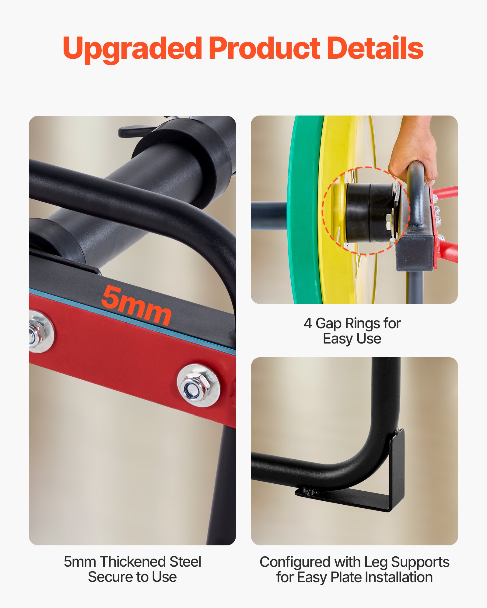 VEVOR Trap Bar Hex Bar, 50mm Hex Barbell, 240 kg Capacity Shrug Bars, Weightlifting and Strength Training Equipment, Home Gym for Squats, Deadlifts, Shoulder Presses, Red