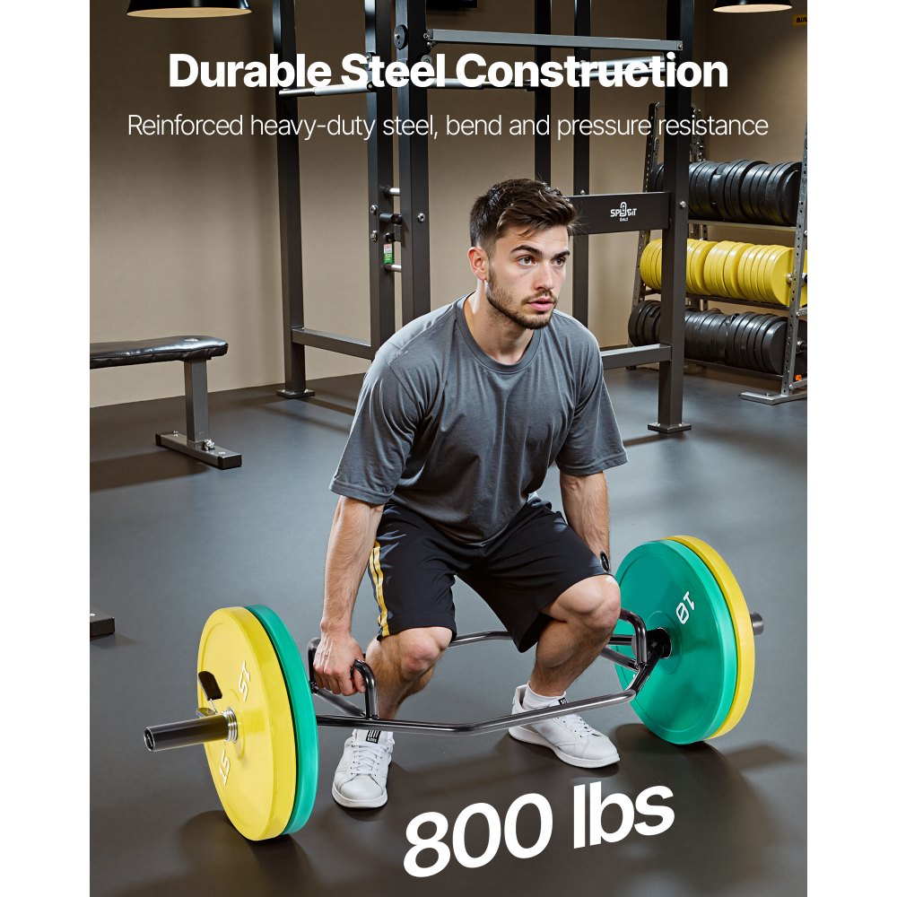 VEVOR Barra Hexagonal, Capacidad de 360 kg, Barras para Encogimientos de Hombros con Agarres Moleteados, Equipo de Levantamiento de Pesas y Entrenamiento de Fuerza, Negro, 1425 x 580 x 147 mm