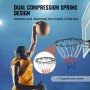 Jugador de baloncesto haciendo un mate en un aro de baloncesto VEVOR con diseño de resorte de compresión doble.
