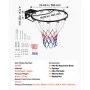VEVOR Aro de Baloncesto Diámetro Exterior 483 mm Canasta de Baloncesto de Acero al Carbono con Red Pieza de Repuesto de Portería de Baloncesto Montada en Pared para Entrenamiento de Baloncesto, Negro