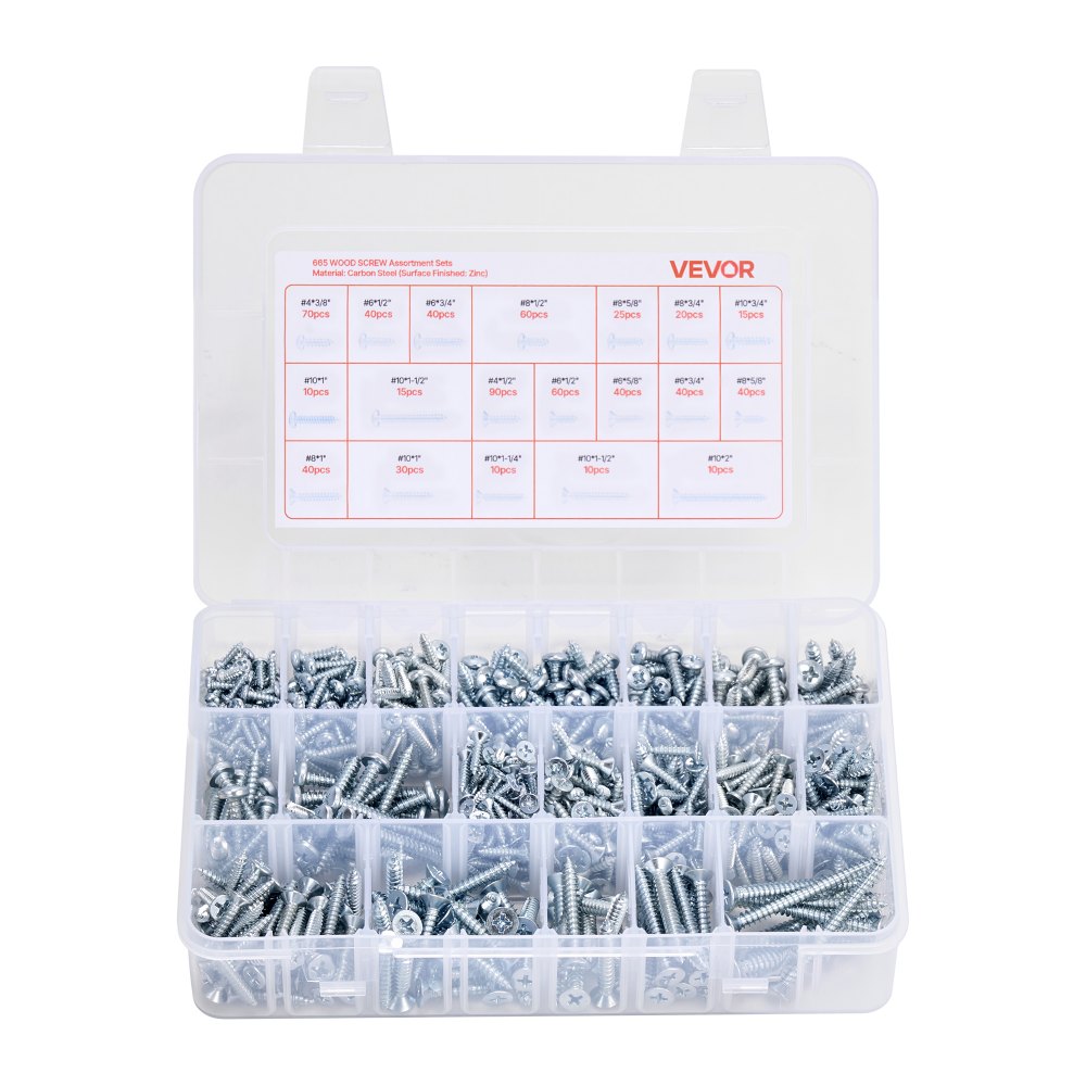 VEVOR Kit Surtido de 2250 Tornillos y Tuercas para Máquina Métricos e Imperiales y Arandelas Planas, Acero Aleación M3/M4/M5/M6/M8, Varios Tamaños, para Ensamblaje de Equipos y Vehículos, Blanco