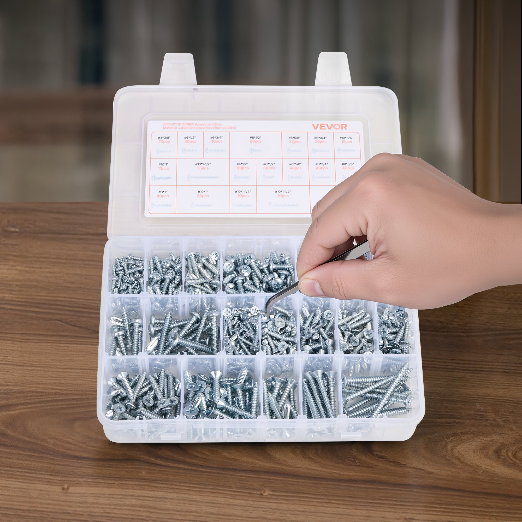 VEVOR Kit Surtido de 2250 Tornillos y Tuercas para Máquina Métricos e Imperiales y Arandelas Planas, Acero Aleación M3/M4/M5/M6/M8, Varios Tamaños, para Ensamblaje de Equipos y Vehículos, Blanco