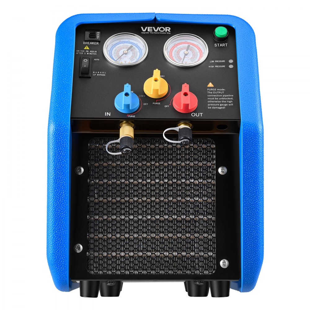 VEVOR Máquina de Recuperación de Refrigerante Portátil, 3/4 HP 220V 50Hz, Recuperadora de Refrigerante de un Cilindro, Motor de 1450 RPM, con Protección Automática, para Vapor Líquido de HVAC Autos