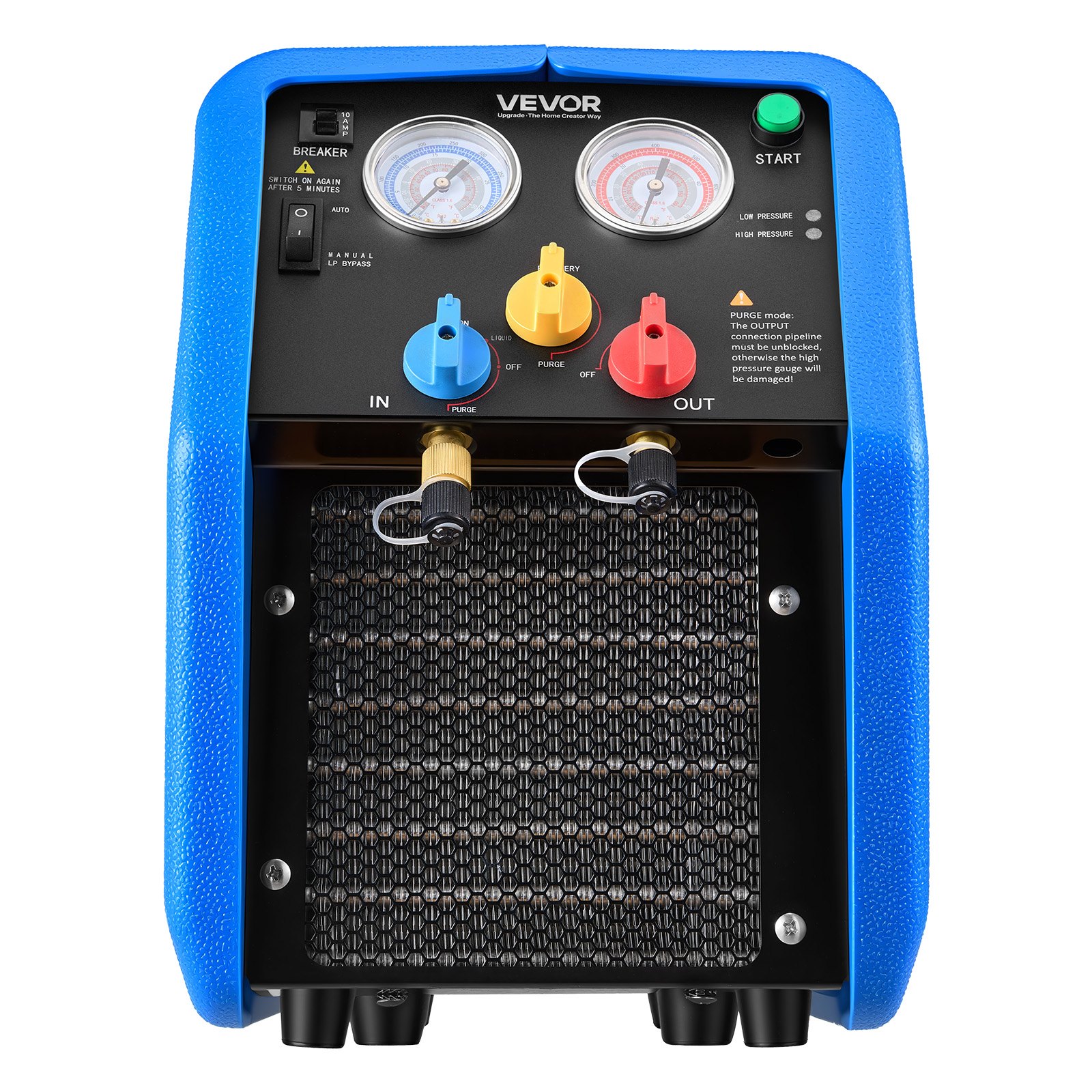 VEVOR Máquina de Recuperación de Refrigerante Portátil, 3/4 HP 220V 50Hz, Recuperadora de Refrigerante de un Cilindro, Motor de 1450 RPM, con Protección Automática, para Vapor Líquido de HVAC Autos