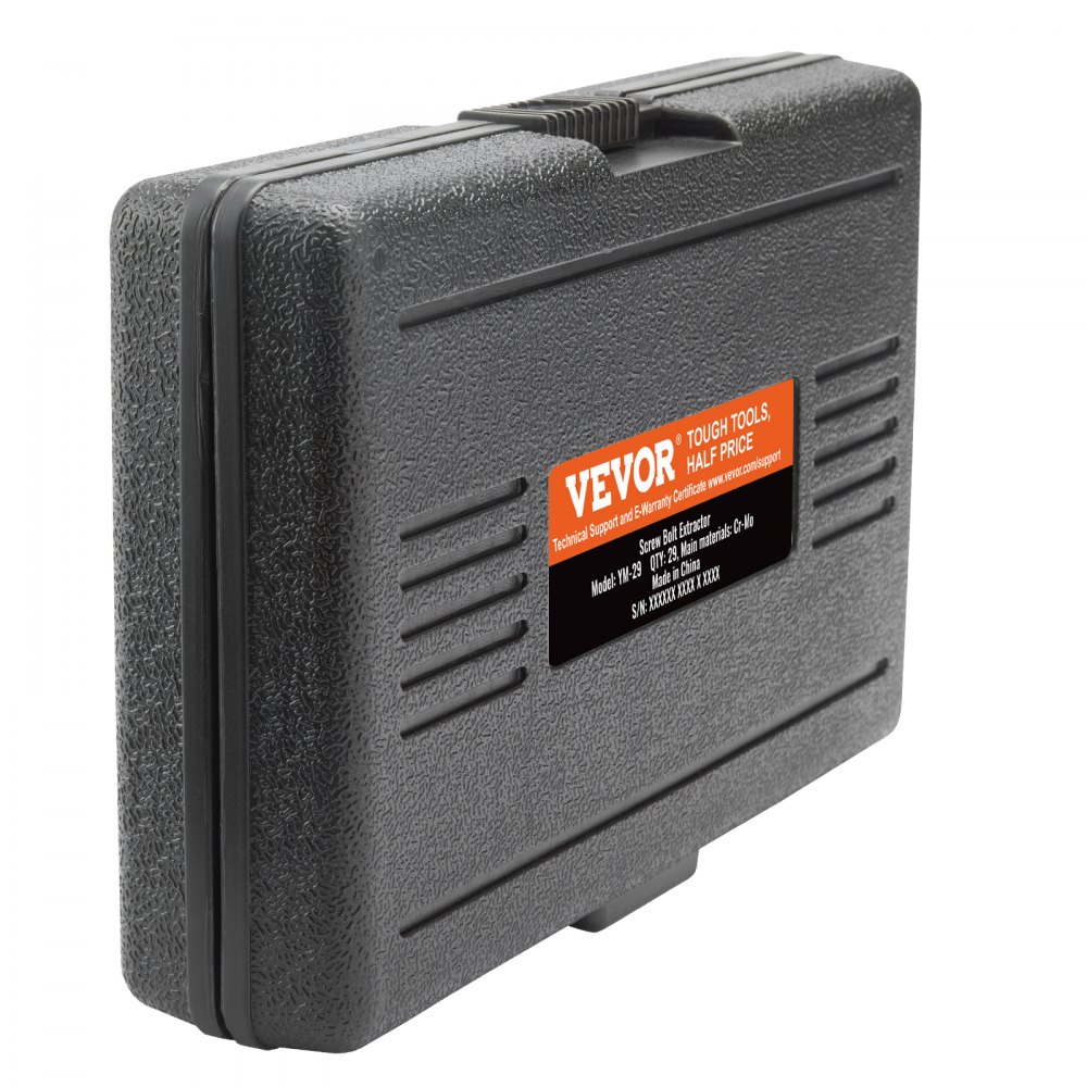 VEVOR Extractor de Pernos y Tuercas 29 Piezas Extractores de Pernos de 6 mm a 10 mm y 10,5 mm a 19 mm Herramientas de Extracción de Pernos Rotos de Acero CR-MO con Estuche para Quitar Pernos Rotos